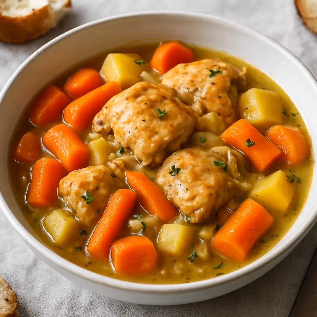 Slow Cooker Cider-Mustard Chicken Thigh Pot recipe photograph