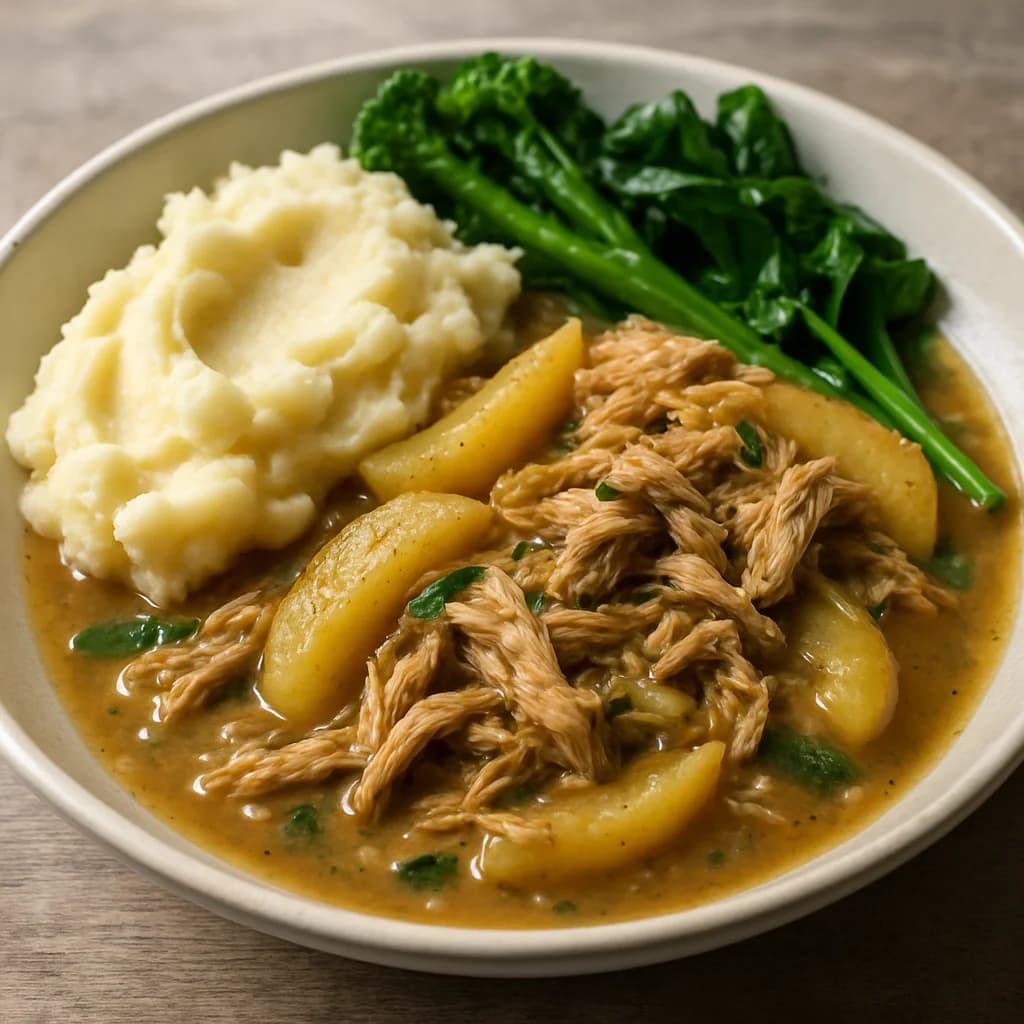 Slow Cooker Cider-Apple Pulled Pork with Sage Gravy recipe photograph