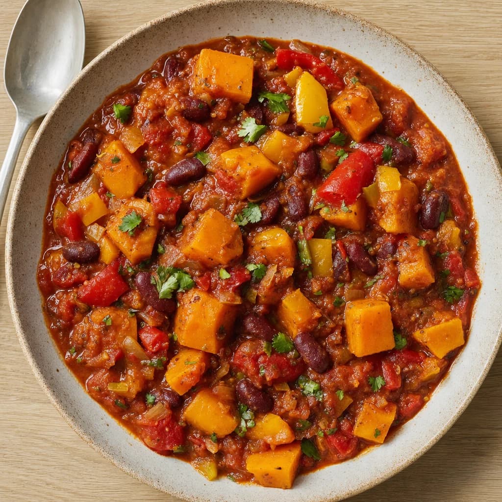 Slow Cooker Smoky Squash, Pepper and Kidney Bean Chilli recipe photograph
