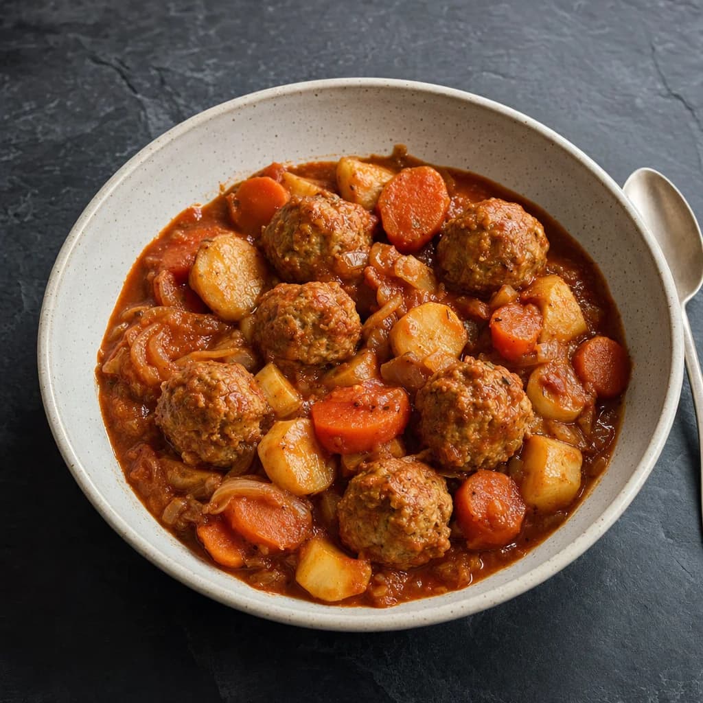 Slow Cooker Turkey Meatballs with Carrot, Parsnip and Tomato Sauce recipe photograph